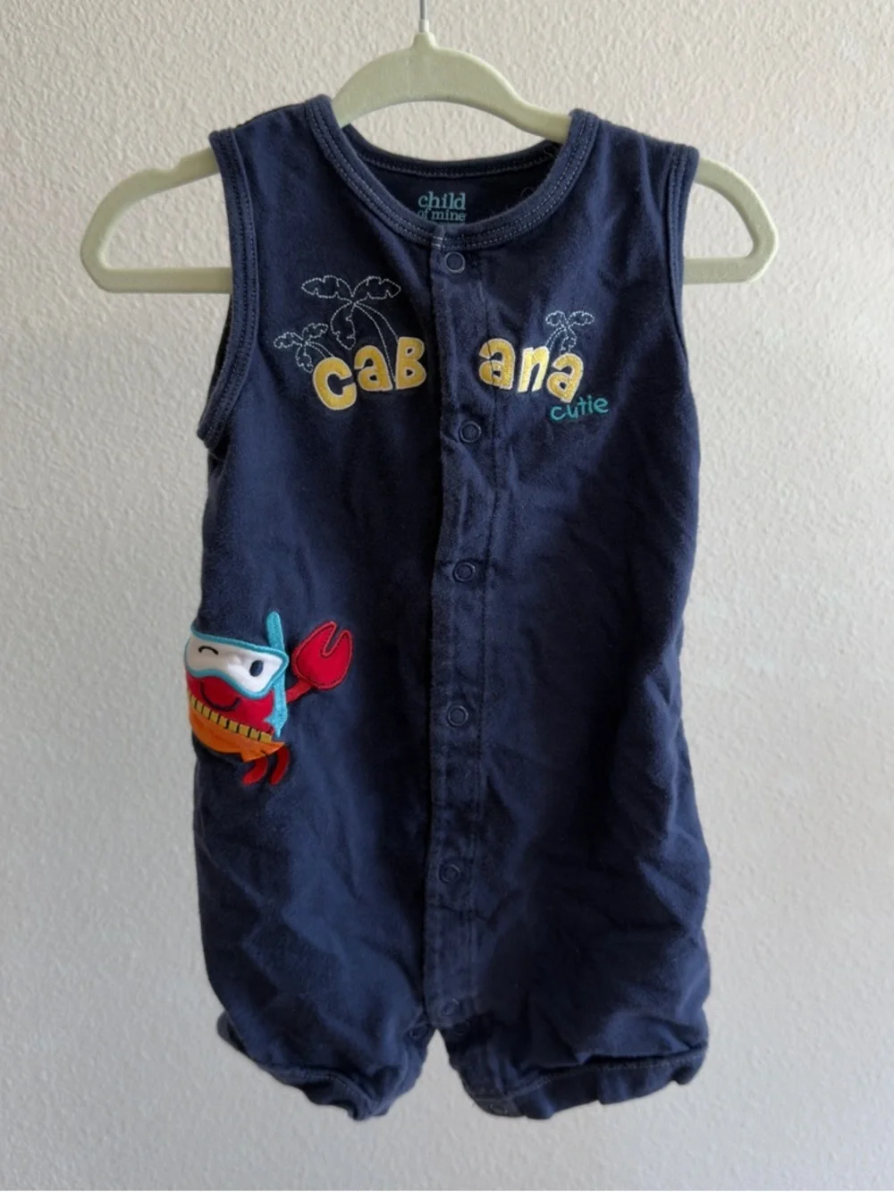 Child of Mine Carter’s 18M Navy Romper Beach Summer Snap Bubble 100% Cotton